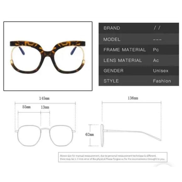 Clear Blue Ray Blocking Eyeglasses Large Glasses Frame Spectacle Frame for Women - Picture 4 of 5